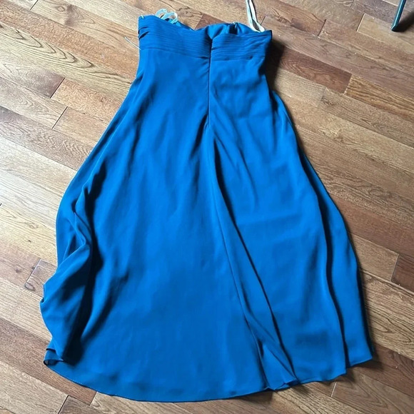 David’s Bridal cobalt  blue crinkle front strapless bridesmaid dress Sz 6 - Picture 10 of 13